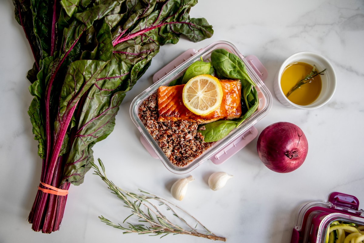 Colorful array of fresh vegetables and fruits for healthy eating